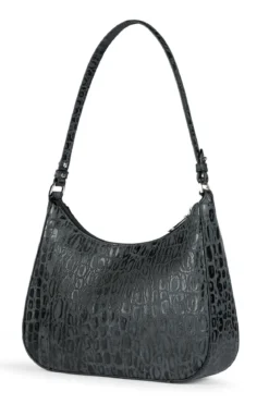 Cleo small Croco silver - black (schwarz)